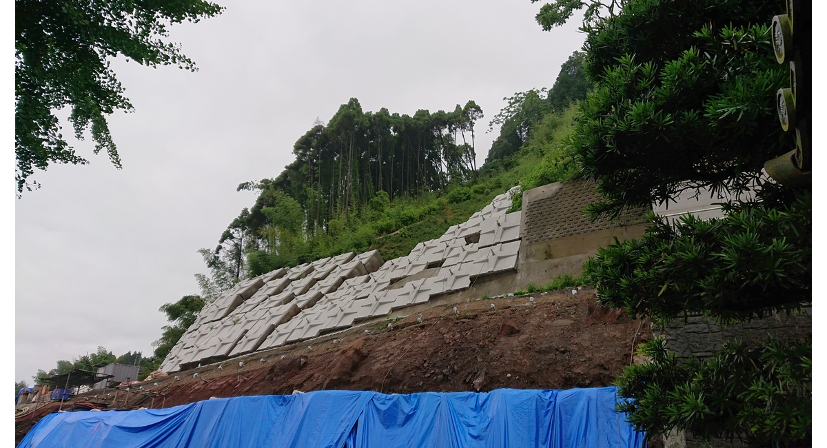 崩落した斜面は補修されました